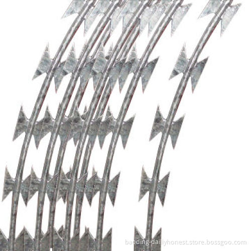 Concertina Razor Barbed Wire, with BTO22/BTO65 Blade, 450 to 960mm Size, Coil Packing for Military